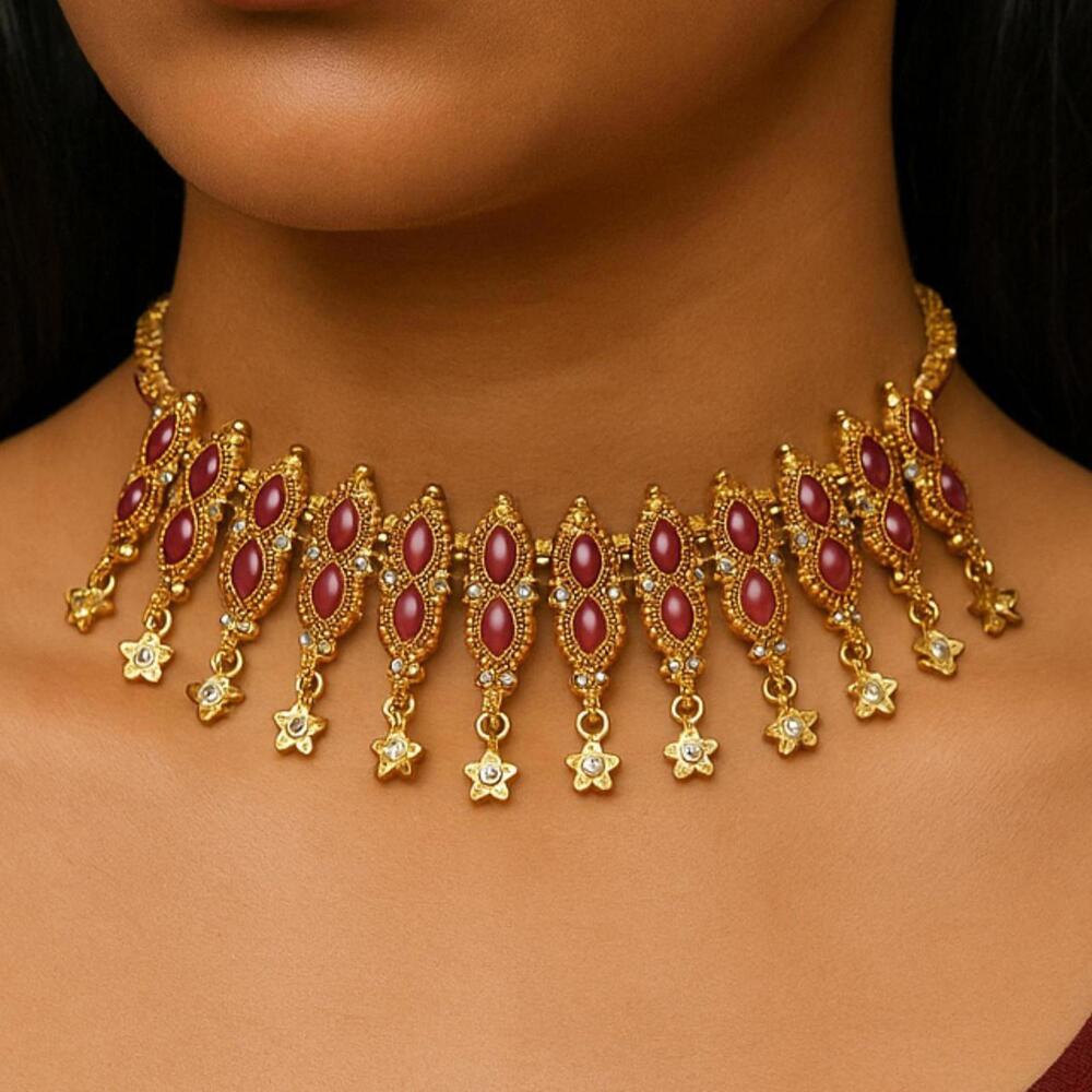 Brand New gold & purple adjustable choker necklace